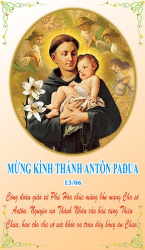 THÔNG BÁO: KÍNH THÁNH ANTÔN PAĐUA, BỔN MẠNG CHA SỞ
