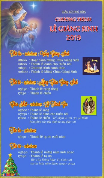 THÔNG BÁO: CHƯƠNG TRINH LỄ GIÁNG SINH VÀ NĂM MỚI 2020