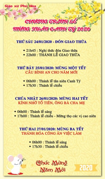 CHƯƠNG TRÌNH LỄ MỪNG XUÂN CANH TÝ 2020