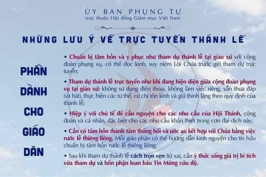 Ủy ban Phụng Tự trực thuộc HĐGMVN lưu ý về Thánh Lễ Trực Tuyến