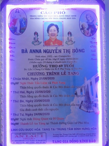 CÁO PHÓ: Bà  ANNA  Nguyễn Thị Bông