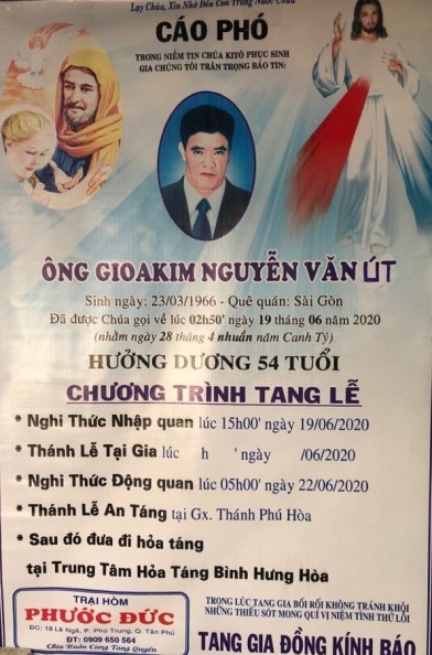 CÁO PHÓ: Ông  GIOAKIM  Nguyễn Văn Út