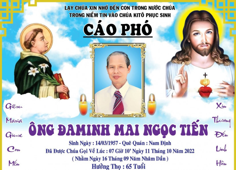 CÁO PHÓ : ÔNG ĐA MINH MAI NGỌC TIẾN