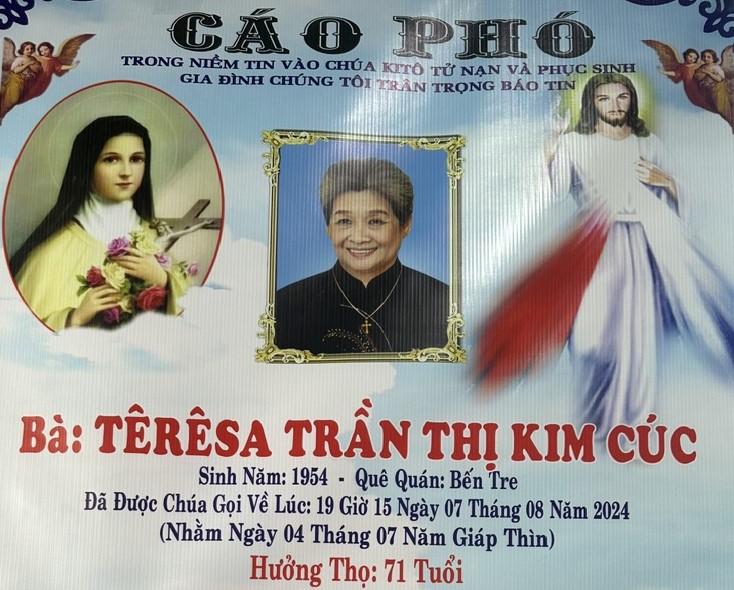 CÁO PHÓ : Bà Têrêsa Trần Thị Kim Cúc