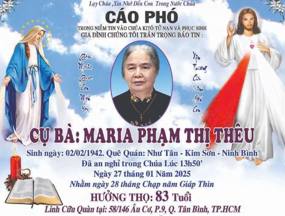 CÁO PHÓ : Bà  MARIA  PHẠM THỊ THÊU