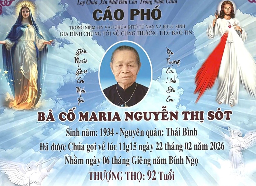 CÁO PHÓ : BÀ CỐ MARIA NGUYỄN THỊ SÓT